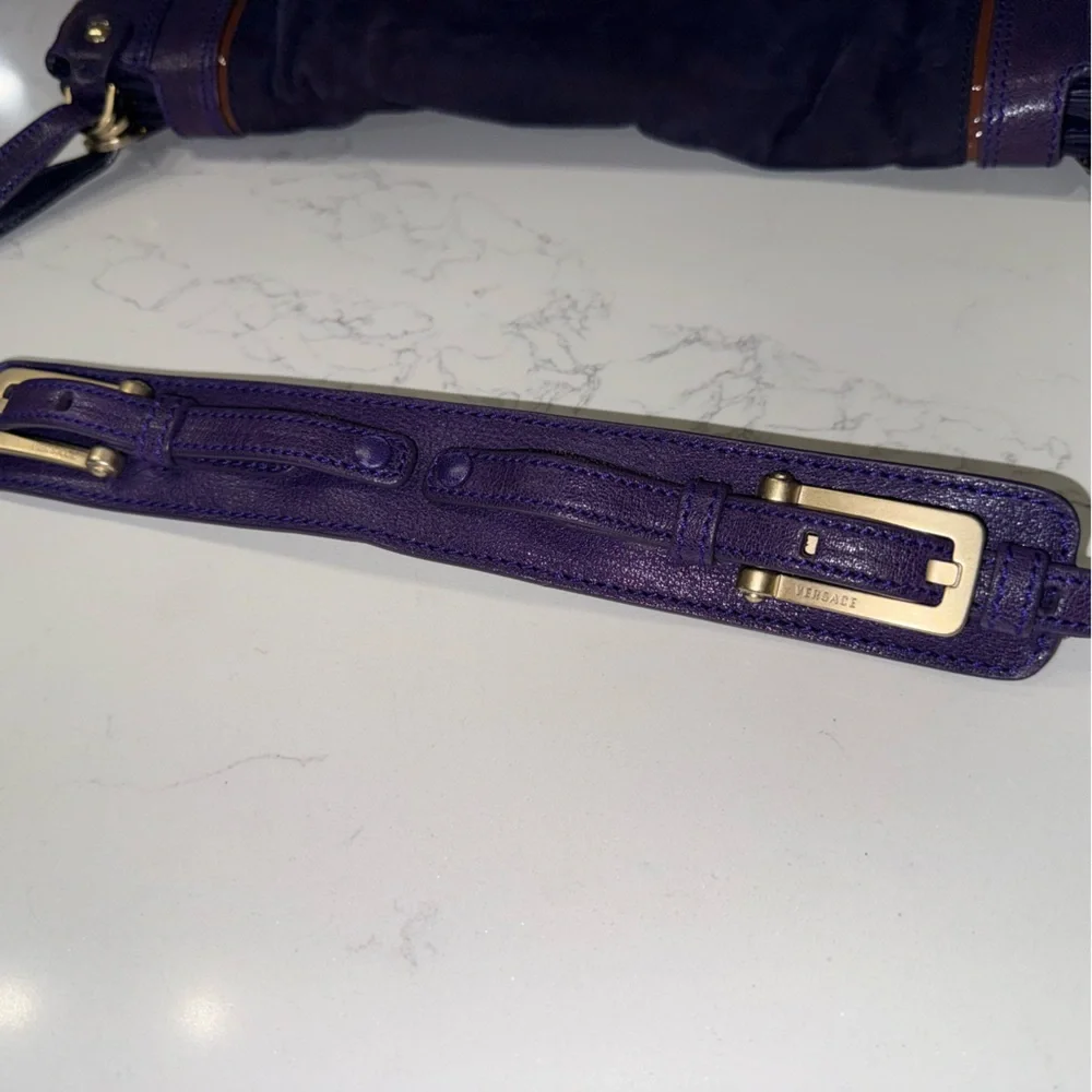 Vintage Versace Suede & Leather Shoulder Flap Messenger Bag - Picture 9 of 16